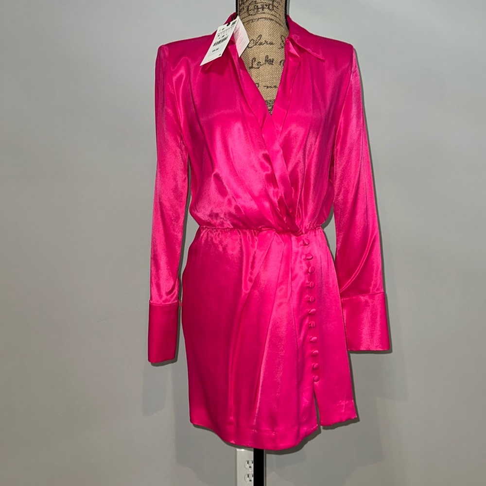NWT Zara Pink Satin Dress Size M